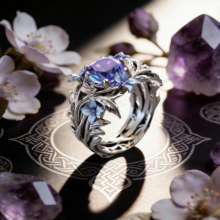 FREE Today: Iridescent Forget-Me-Not Floral Vine Ring - Silver - US 10 - image 4