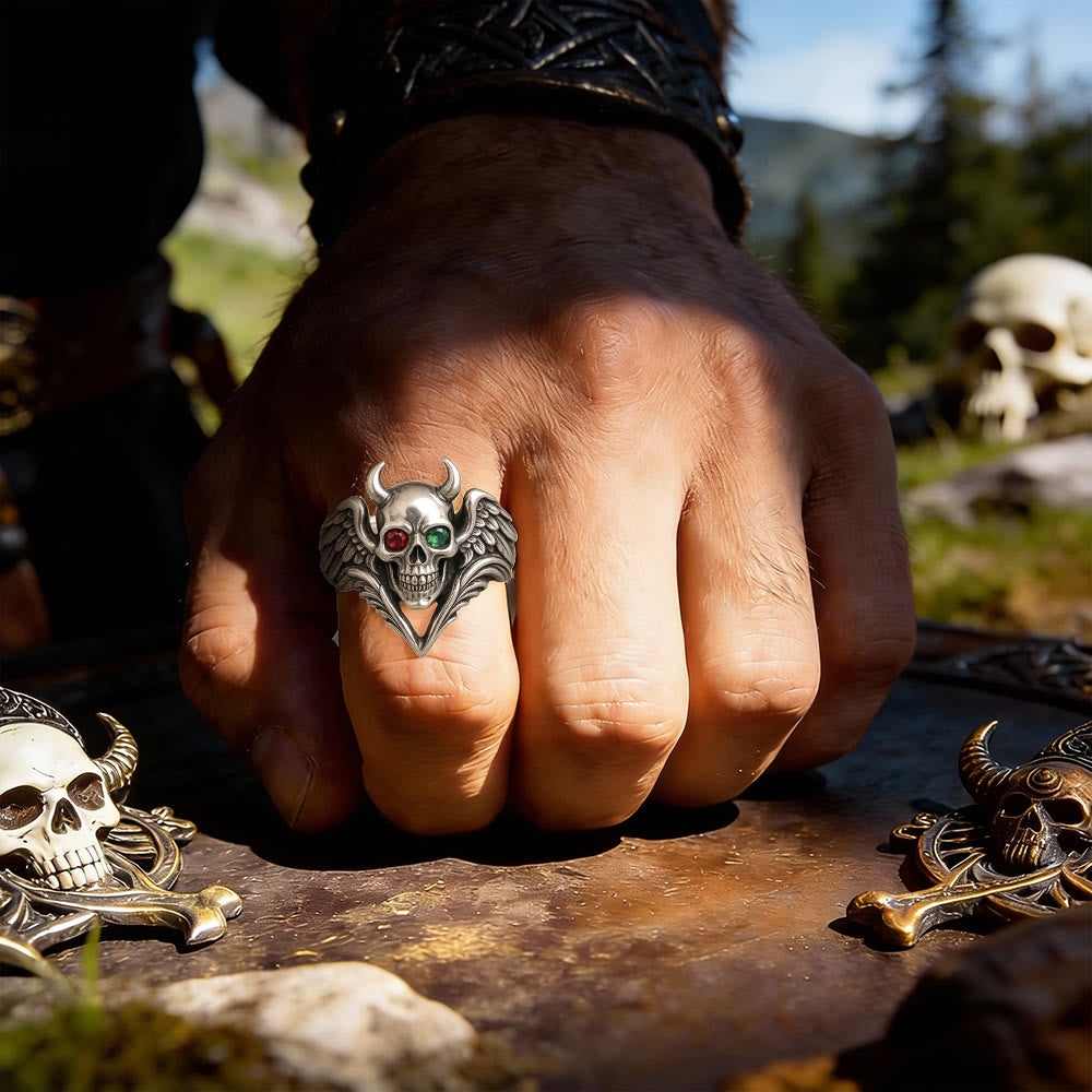 FREE Today: Heterochromia with Horned Demon Angel Skull Ring - image 1