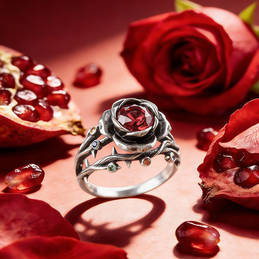 FREE Today: Vintage Garnet Rose Thorn Ring - US 10 - image 0