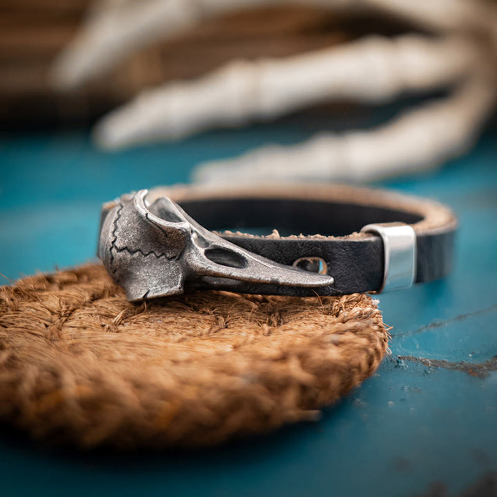WorldNorse Nordic Vintage Raven Adjustable Leather Bracelet - image 2