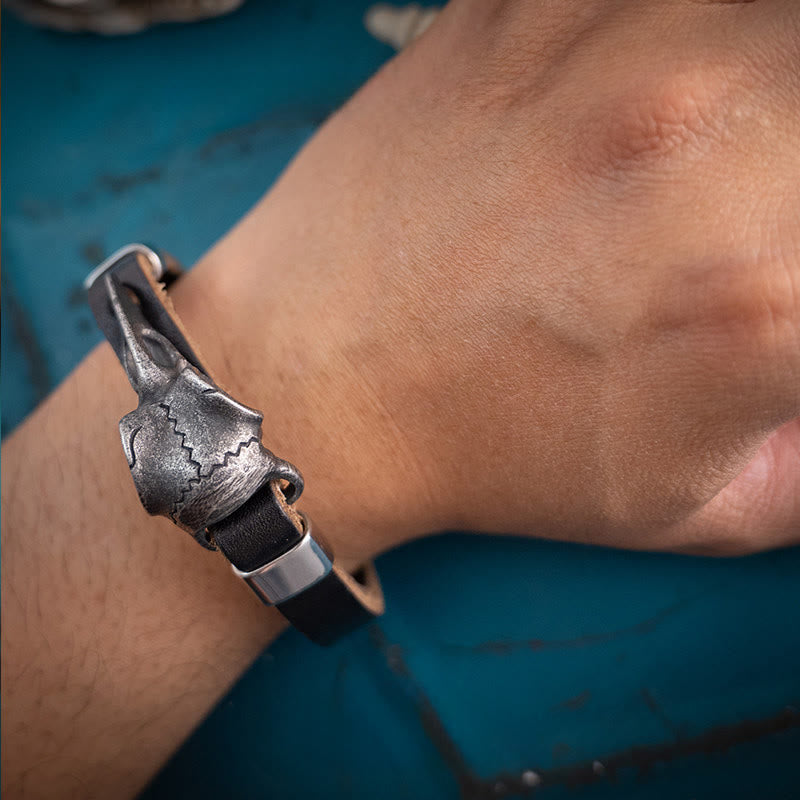 WorldNorse Nordic Vintage Raven Adjustable Leather Bracelet - image 1