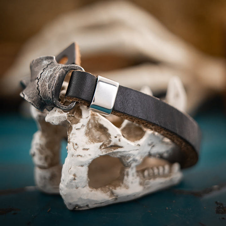 WorldNorse Nordic Vintage Raven Adjustable Leather Bracelet - image 5