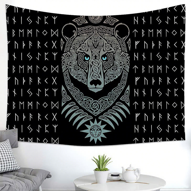 WorldNorse Viking Weave Bear Rune Lunar Solar Tapestry - image 1