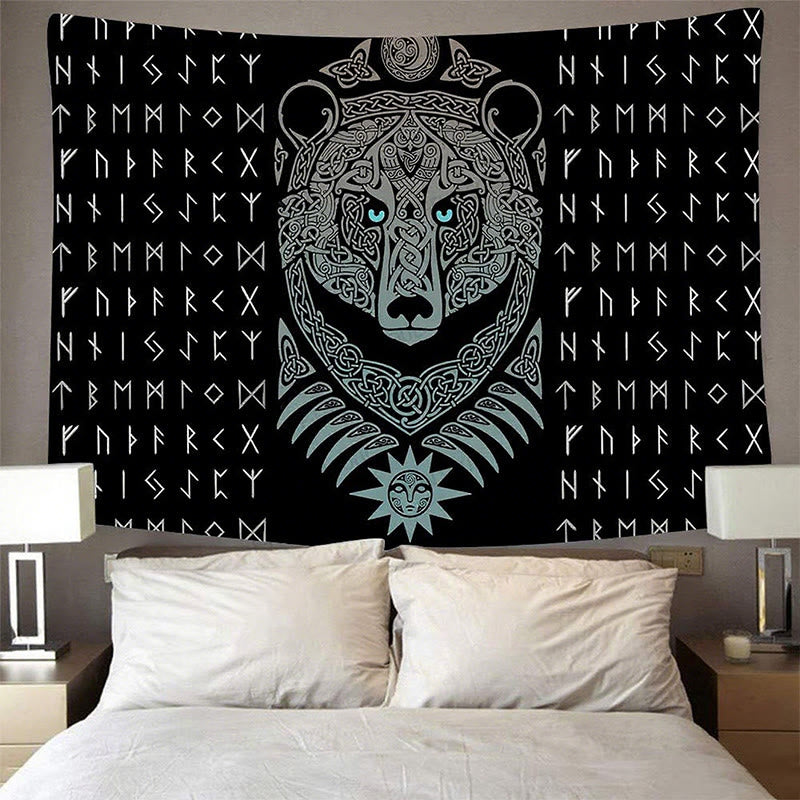 WorldNorse Viking Weave Bear Rune Lunar Solar Tapestry - image 2