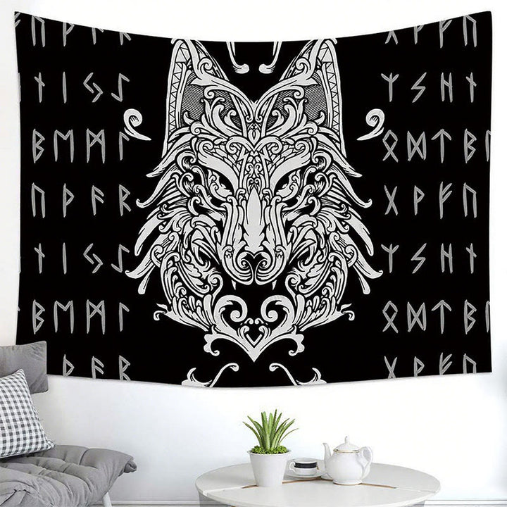 WorldNorse Filigree Wolf Rune Totem Tapestry - image 1