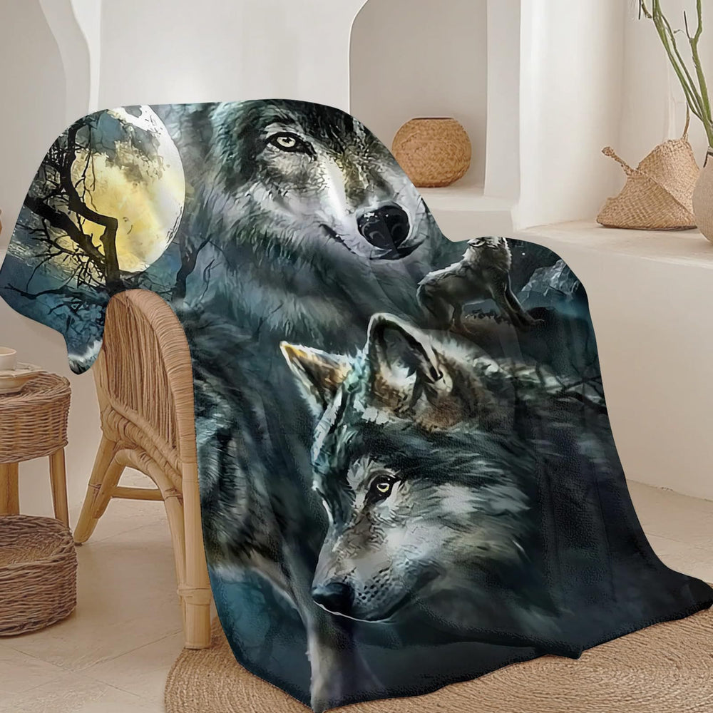 WorldNorse Pack Wolf Moonlit Thicket Blanket - image 1