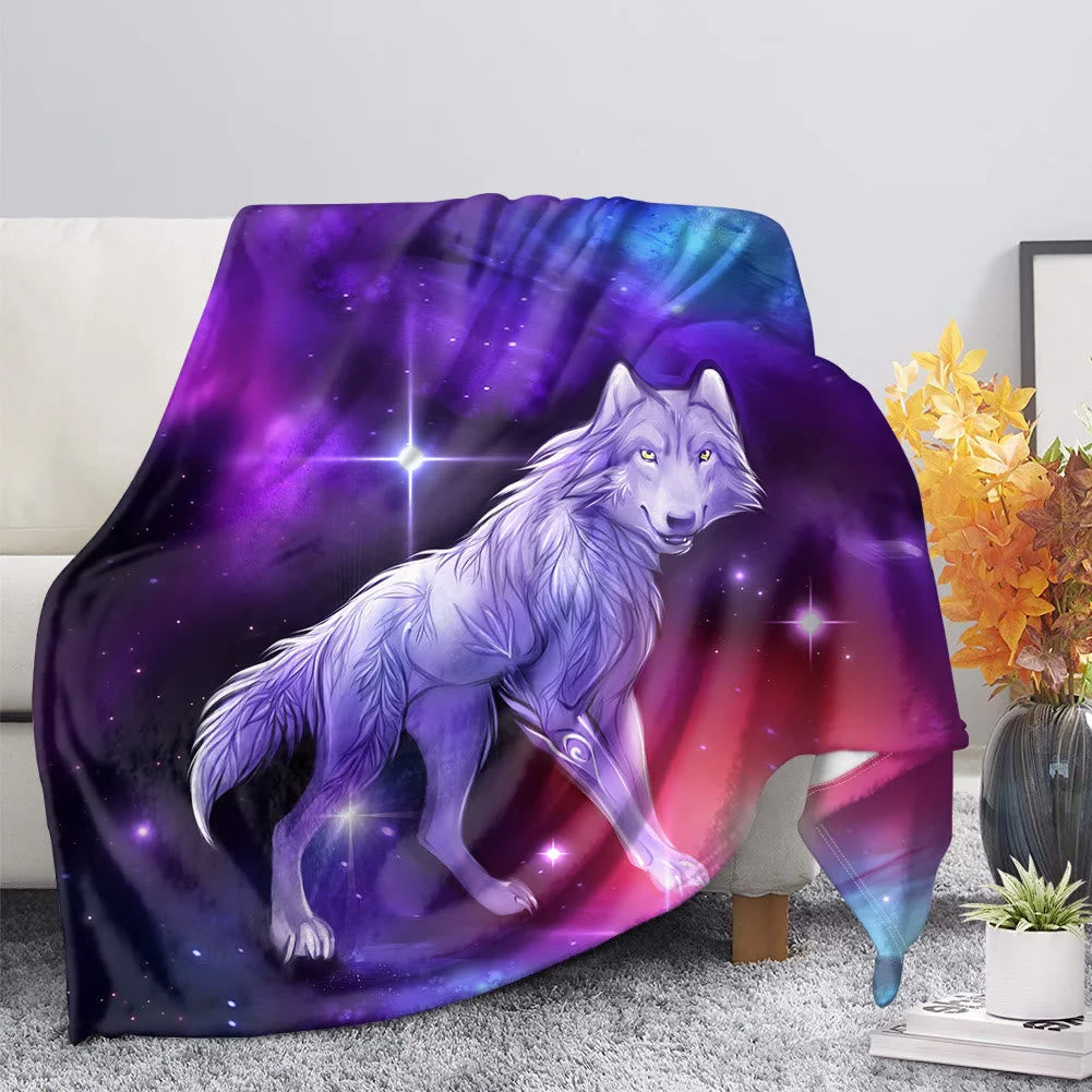 WorldNorse Wolf Dreamcatcher Moon Blanket - Violet Wolf - 264x228cm - image 3
