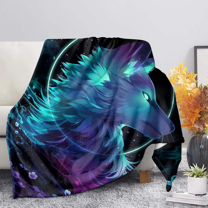 WorldNorse Wolf Iridescent Canopy Blanket - Neon Wolf - 264x228cm - image 2
