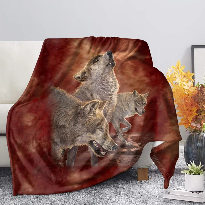 WorldNorse Wolf Iridescent Canopy Blanket - Crimson Wolf - 264x228cm - image 1