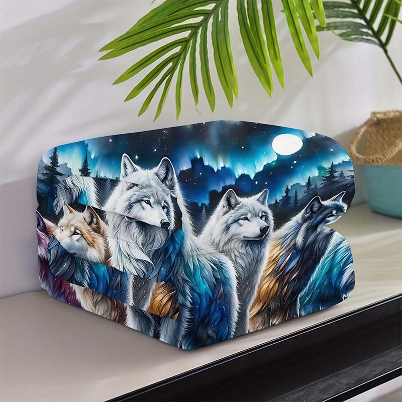 WorldNorse Chromatic Wolf Pack Aurora Frost Plain Blanket - image 3