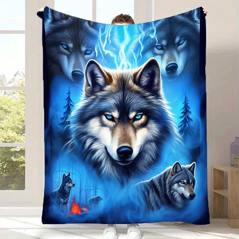 WorldNorse Layered Wolf Pack Frost Woodland Ember Blanket - image 1