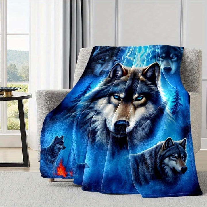WorldNorse Layered Wolf Pack Frost Woodland Ember Blanket - image 2