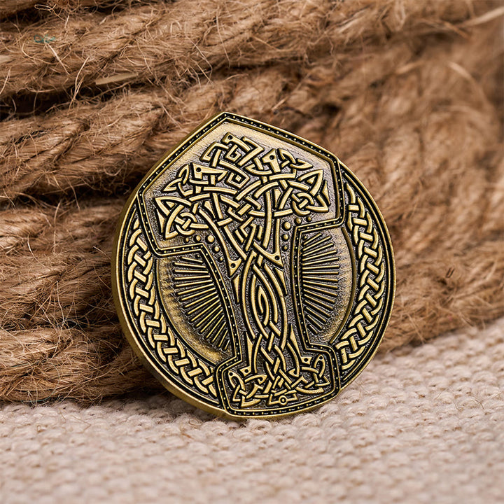 WorldNorse Viking Mjolnir Celtic Knot Brooch - Mjolnir - image 0