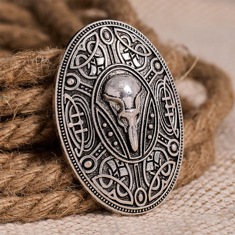 WorldNorse Beast Skull Knotwork Brooch - Retro Silver - image 0