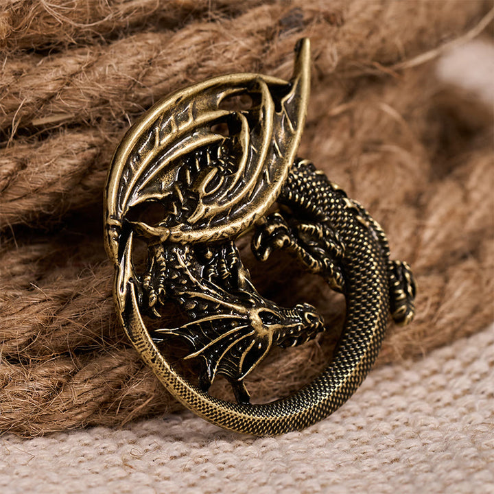 WorldNorse Wyrm Norse Dragon Wing Brooch - Retro Gold - image 7