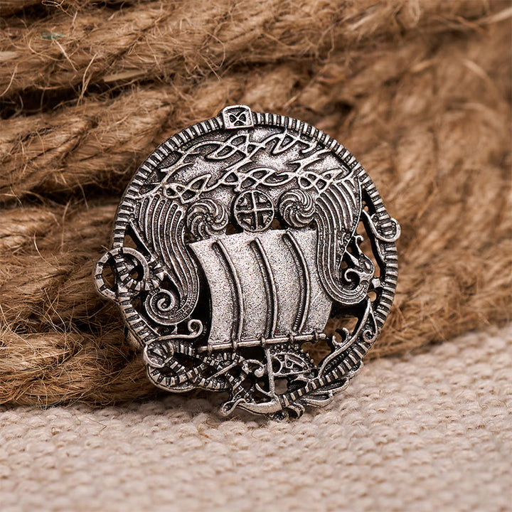WorldNorse Viking Voyage Crest Brooch - Viking Boat - image 0