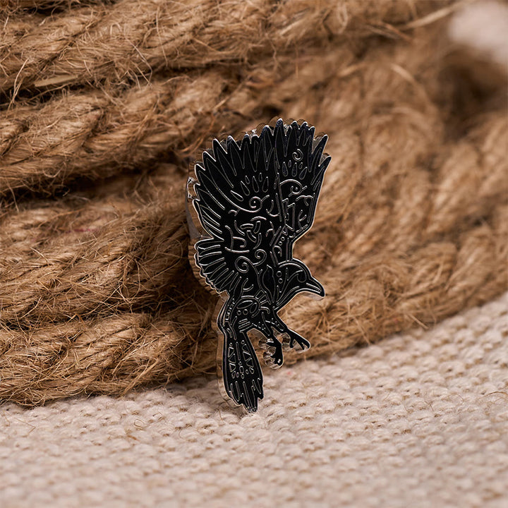 WorldNorse Raven Soar Sigil Brooch - Raven - image 0
