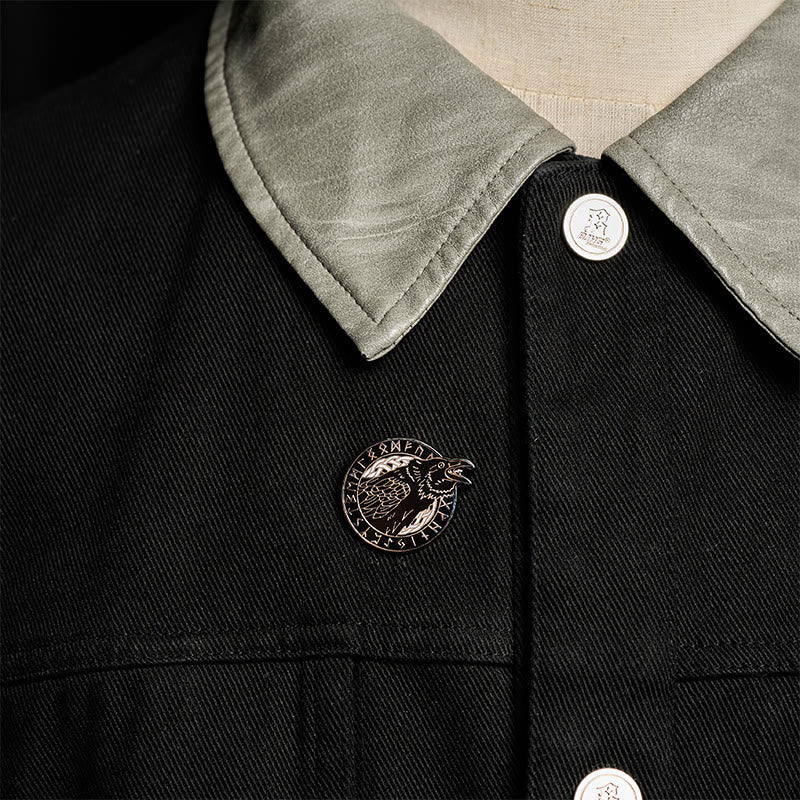 WorldNorse Thought Raven Verse Brooch - image 1