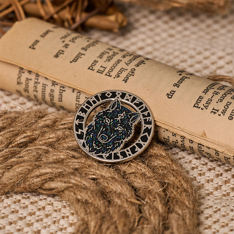 WorldNorse Fenrir Rune Wreath Brooch - image 5