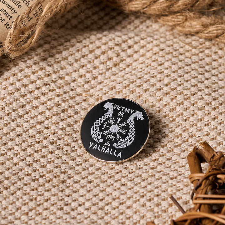 WorldNorse Norse Dragon Vegvisir Compass Brooch - image 6