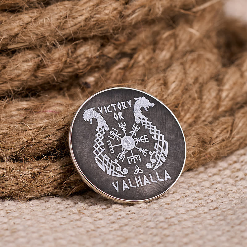 WorldNorse Norse Dragon Vegvisir Compass Brooch - Norse Dragon - image 0