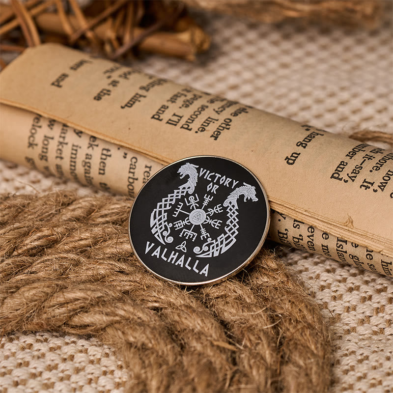 WorldNorse Norse Dragon Vegvisir Compass Brooch - image 5