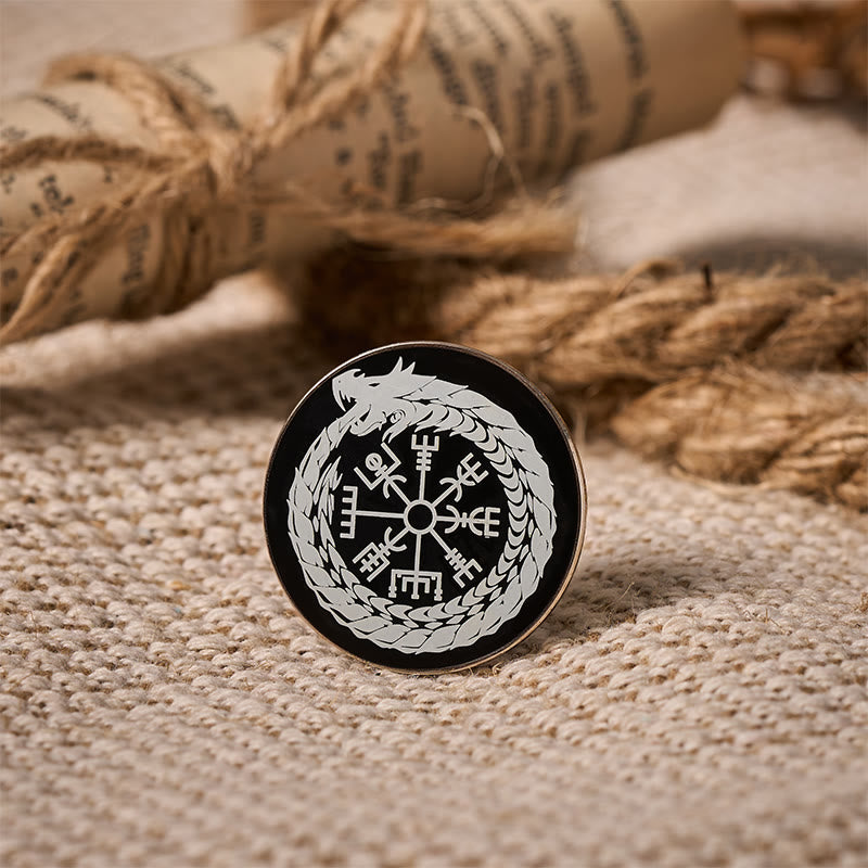 WorldNorse Vegvisir Dragon Wreath Guide Brooch - image 3