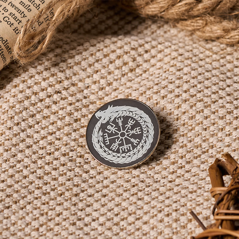 WorldNorse Vegvisir Dragon Wreath Guide Brooch - image 6