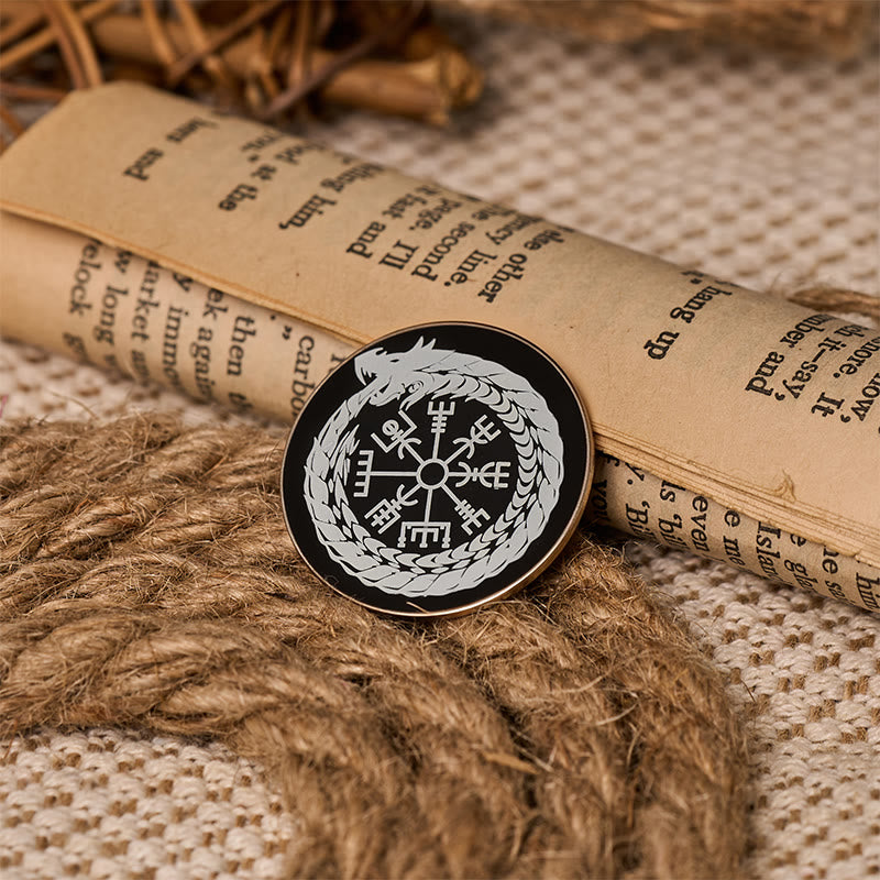 WorldNorse Vegvisir Dragon Wreath Guide Brooch - image 5