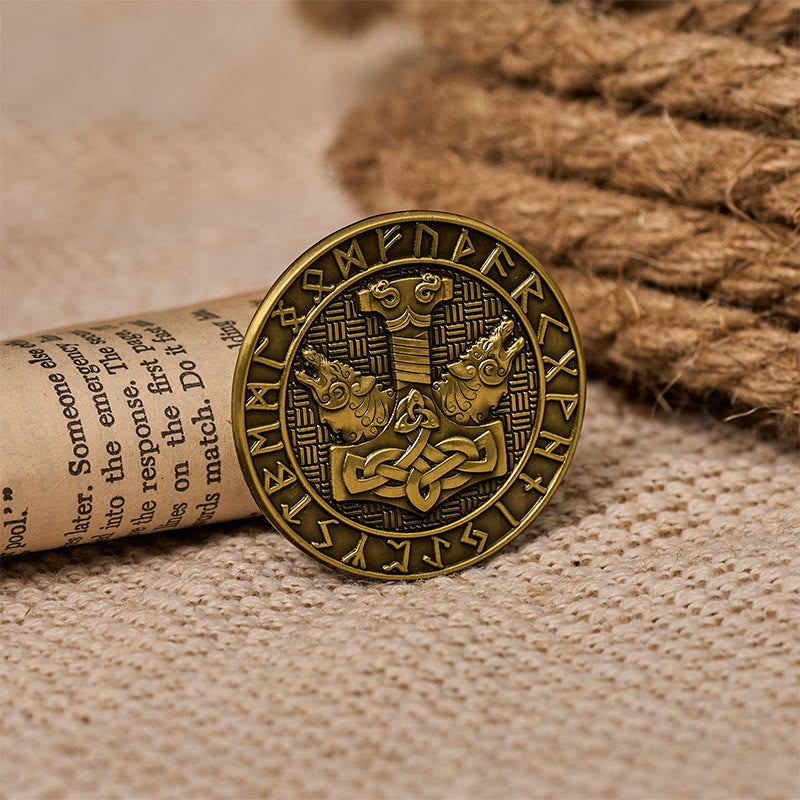 WorldNorse Mjolnir Geri And Freki Rune Brooch - image 4