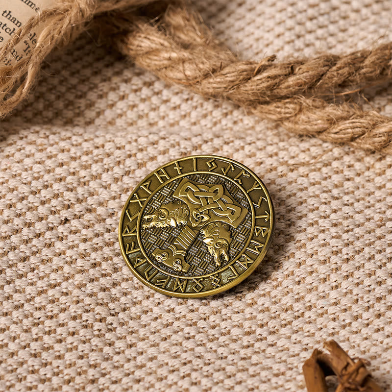 WorldNorse Mjolnir Geri And Freki Rune Brooch - image 6
