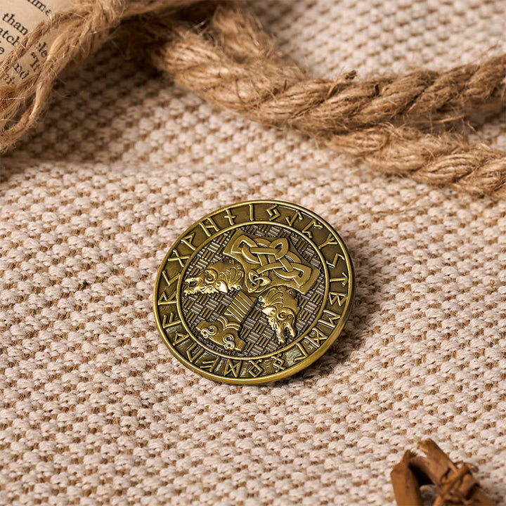 WorldNorse Mjolnir Geri And Freki Rune Brooch - image 6