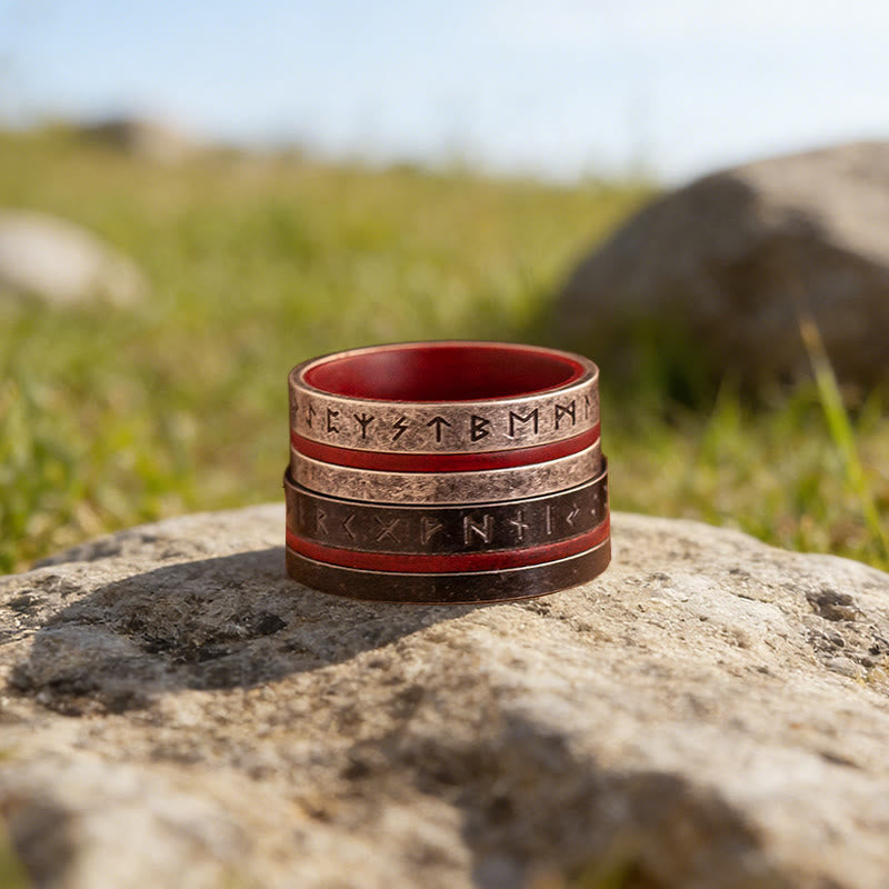 WorldNorse Forged Rune Inlay Crimson Ring - image 4
