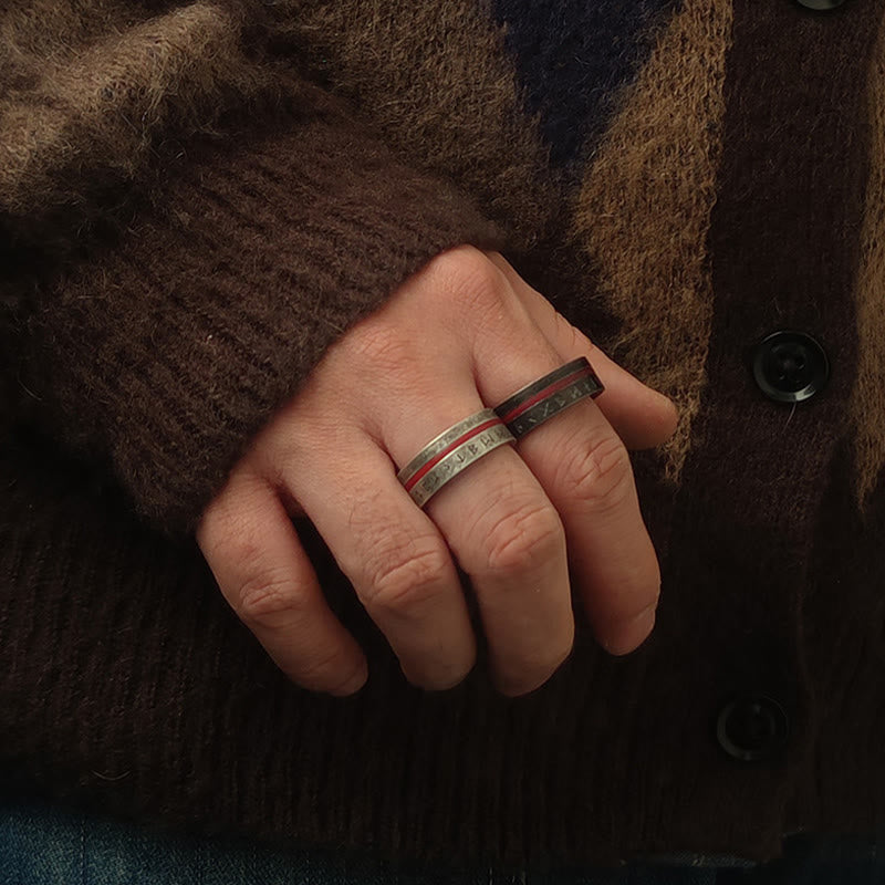 WorldNorse Forged Rune Inlay Crimson Ring - image 8