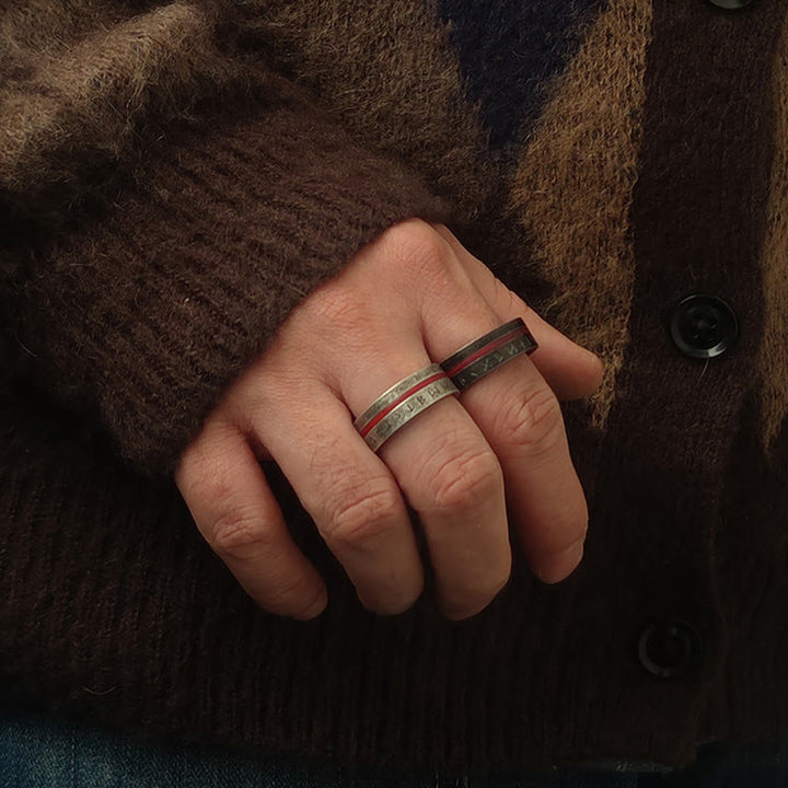 WorldNorse Forged Rune Inlay Crimson Ring - image 8