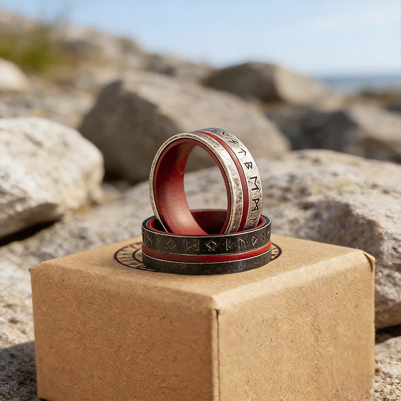 WorldNorse Forged Rune Inlay Crimson Ring - image 7