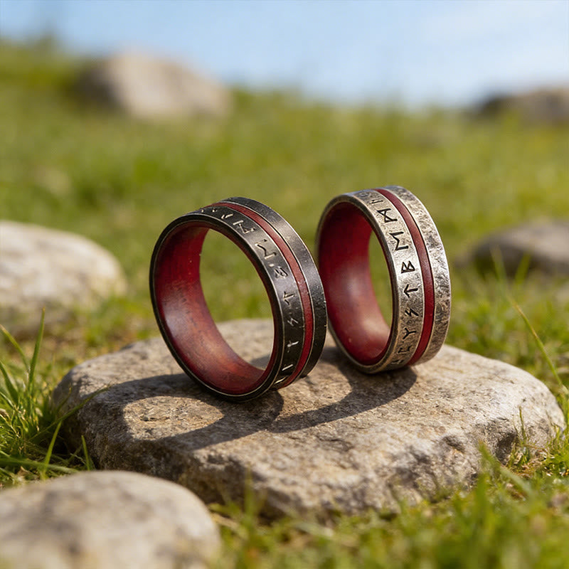 WorldNorse Forged Rune Inlay Crimson Ring - image 0