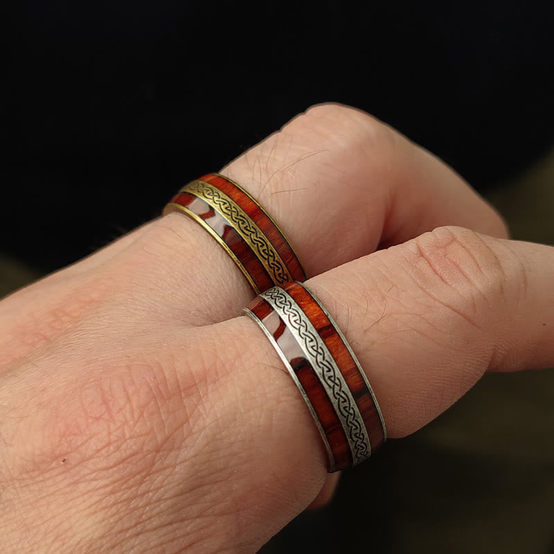 WorldNorse Weathered Celtic Knot Inlay Ring - image 7