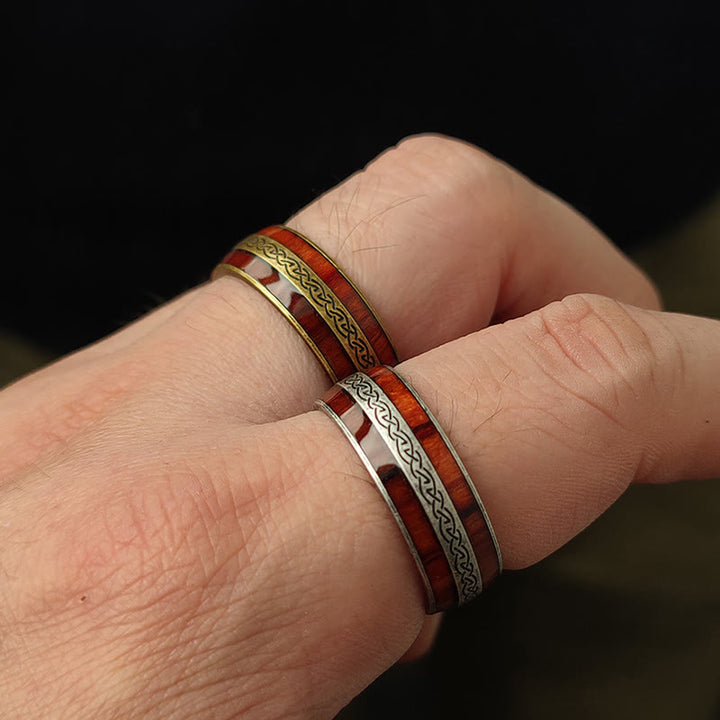 WorldNorse Weathered Celtic Knot Inlay Ring - image 7