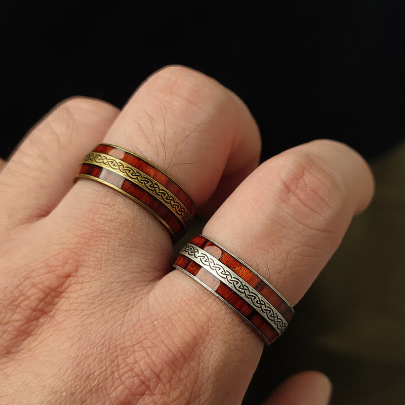 WorldNorse Weathered Celtic Knot Inlay Ring - image 1