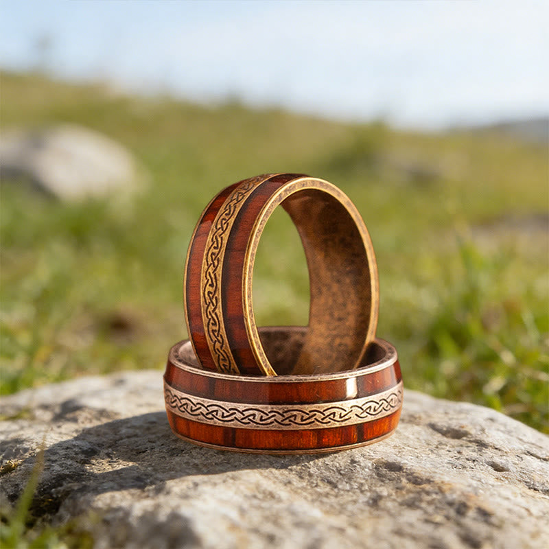 WorldNorse Weathered Celtic Knot Inlay Ring - image 5