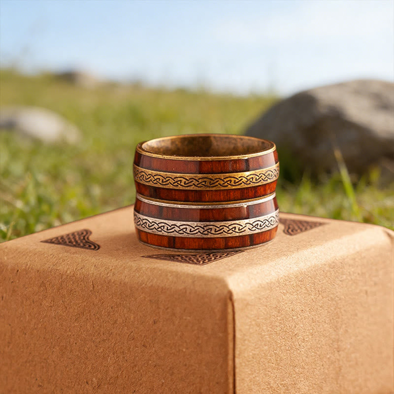 WorldNorse Weathered Celtic Knot Inlay Ring - image 6