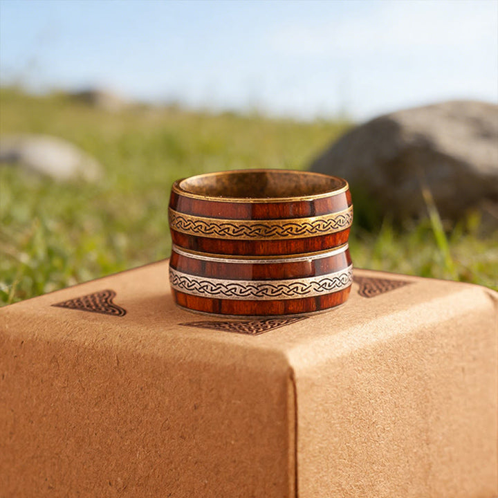 WorldNorse Weathered Celtic Knot Inlay Ring - image 6