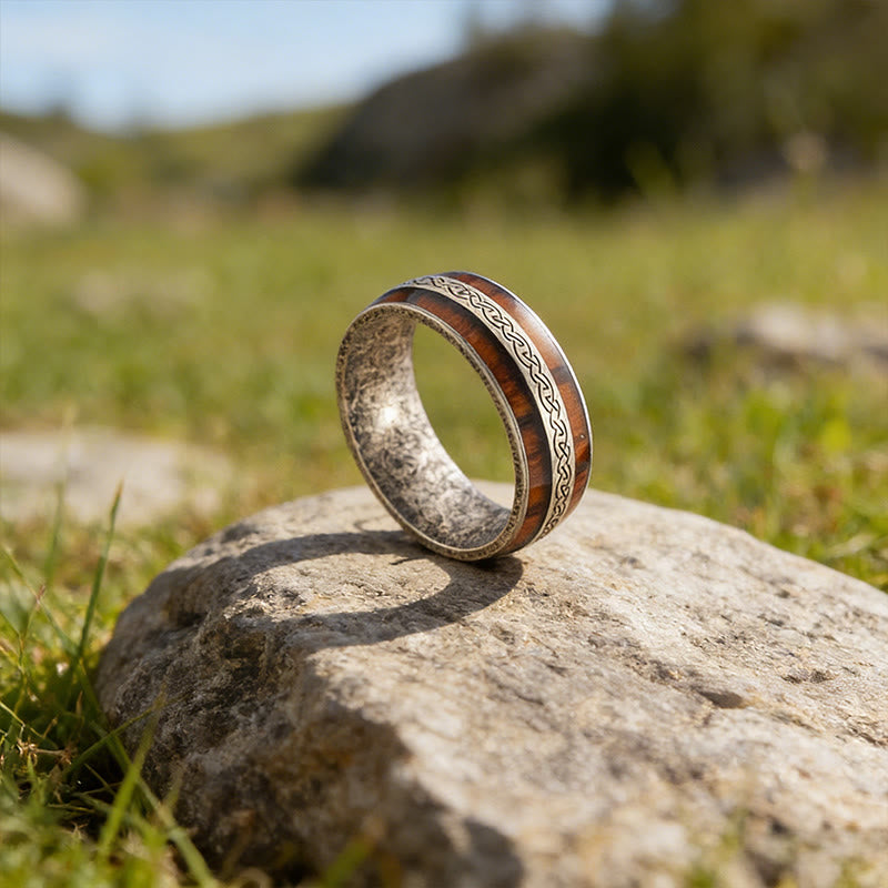 WorldNorse Weathered Celtic Knot Inlay Ring - Retro Silver - US 13 - image 3