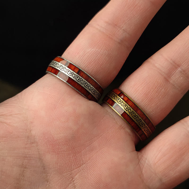 WorldNorse Weathered Celtic Knot Inlay Ring - image 8