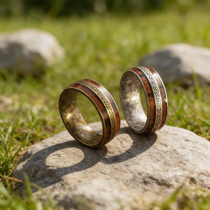 WorldNorse Weathered Celtic Knot Inlay Ring - image 0