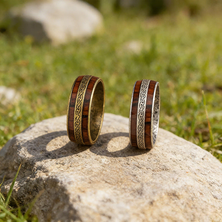 WorldNorse Weathered Celtic Knot Inlay Ring - image 4