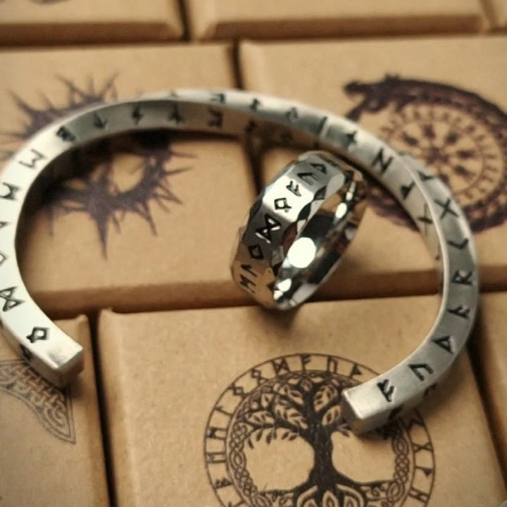 WorldNorse Viking Rune Minimalist Cuff Bracelet - Silver - Large - image 8