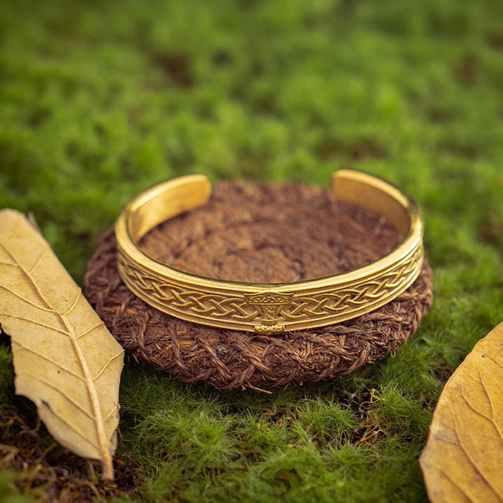WorldNorse Gilded Celtic Weave Cuff Bracelet - Large - image 0