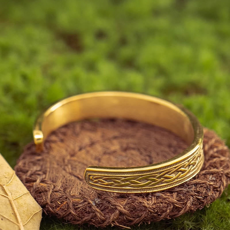 WorldNorse Gilded Celtic Weave Cuff Bracelet - image 4